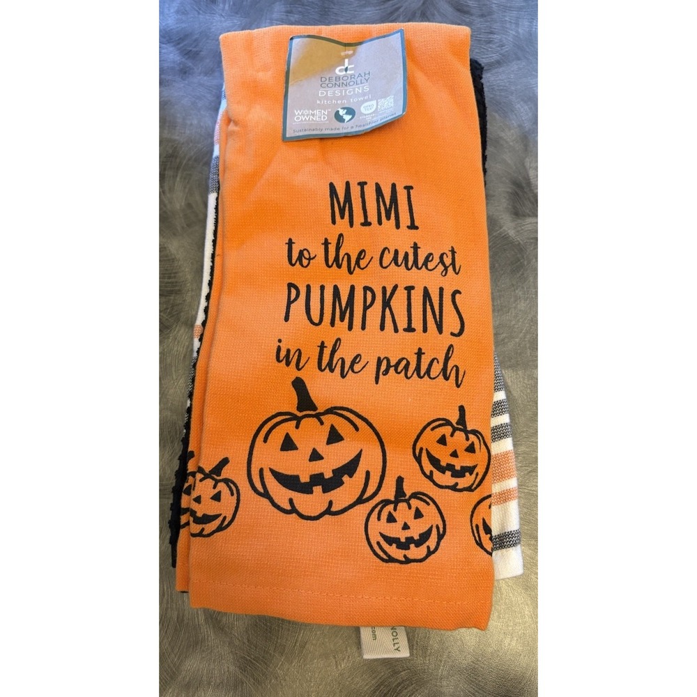 Deborah Connolly Kitchen Towels (3) Mimi. Pumpkins. Sustainability Brand. NWT